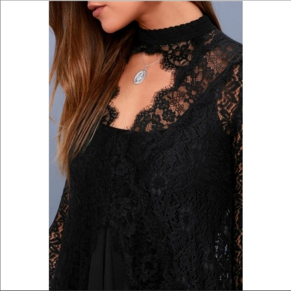 3 for $50🎉Free people tell tale black lace mini dress - Picture 3 of 7